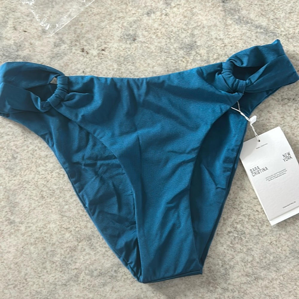 Sara Cristina narcissus bikini bottom large tropical blue